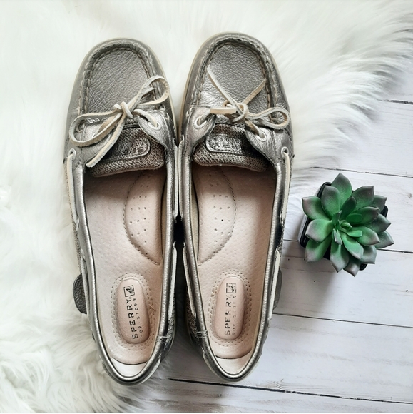 Sperry Top Sider Silver Boat Shoes - Picture 2 of 7